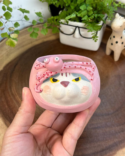 Pink Octopus in Disguise- Cat Series Planter