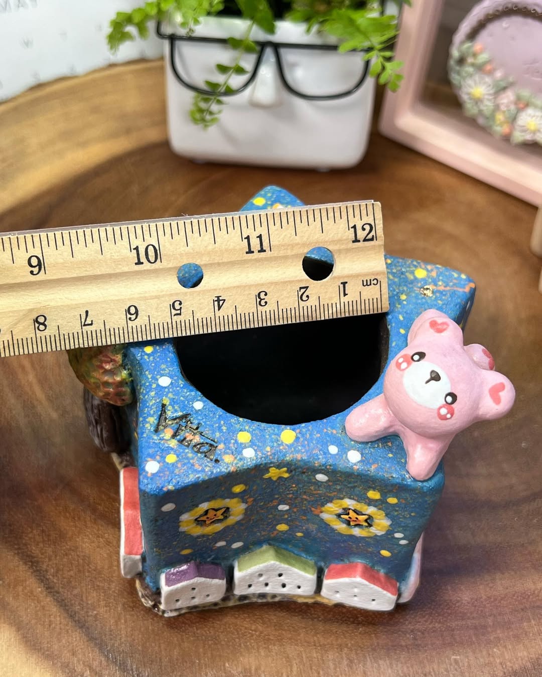 Starry Dreams With Pink Bear Planter
