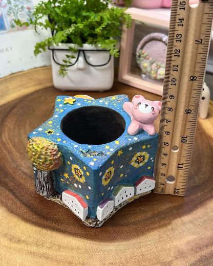 Starry Dreams With Pink Bear Planter