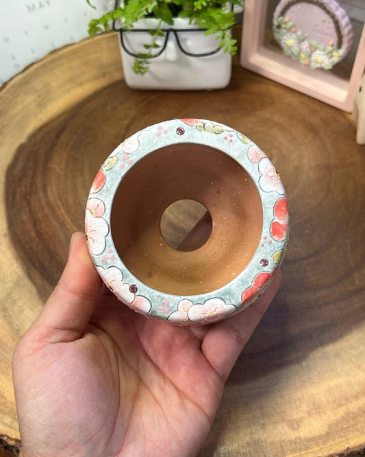 Vintage Rosy Hand-Painted B Planter