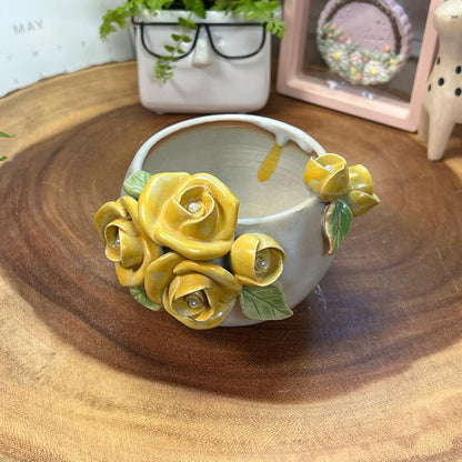 Golden Roses Sculpted Planter