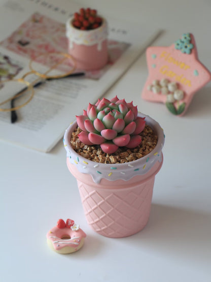 Handmade Ice Cream Cone with Sprinkles succulent planter
