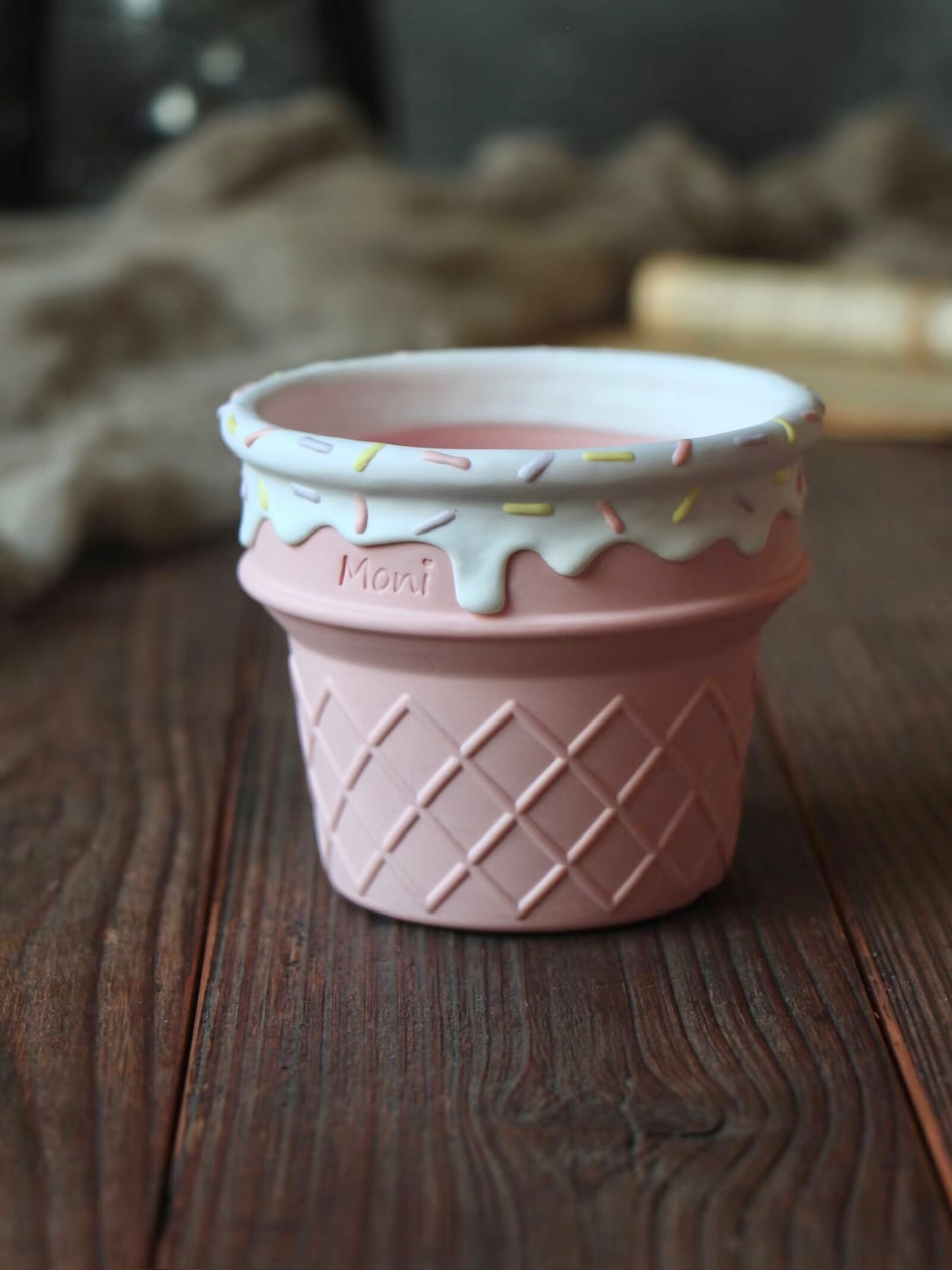 Handmade Ice Cream Cone with Sprinkles succulent planter