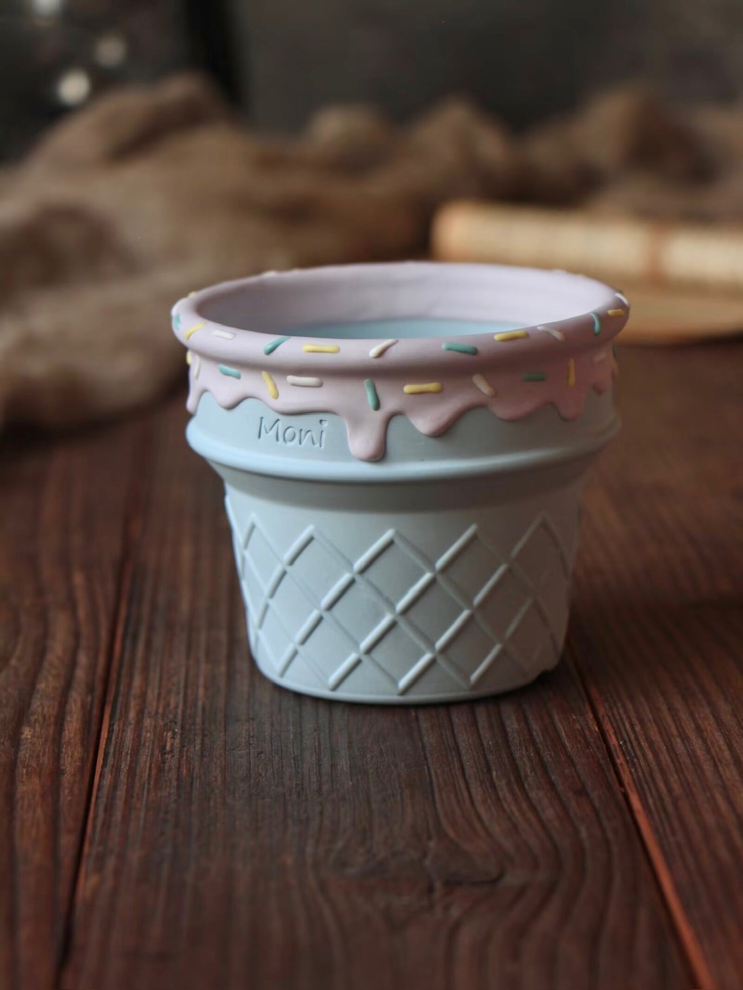 Handmade Ice Cream Cone with Sprinkles succulent planter