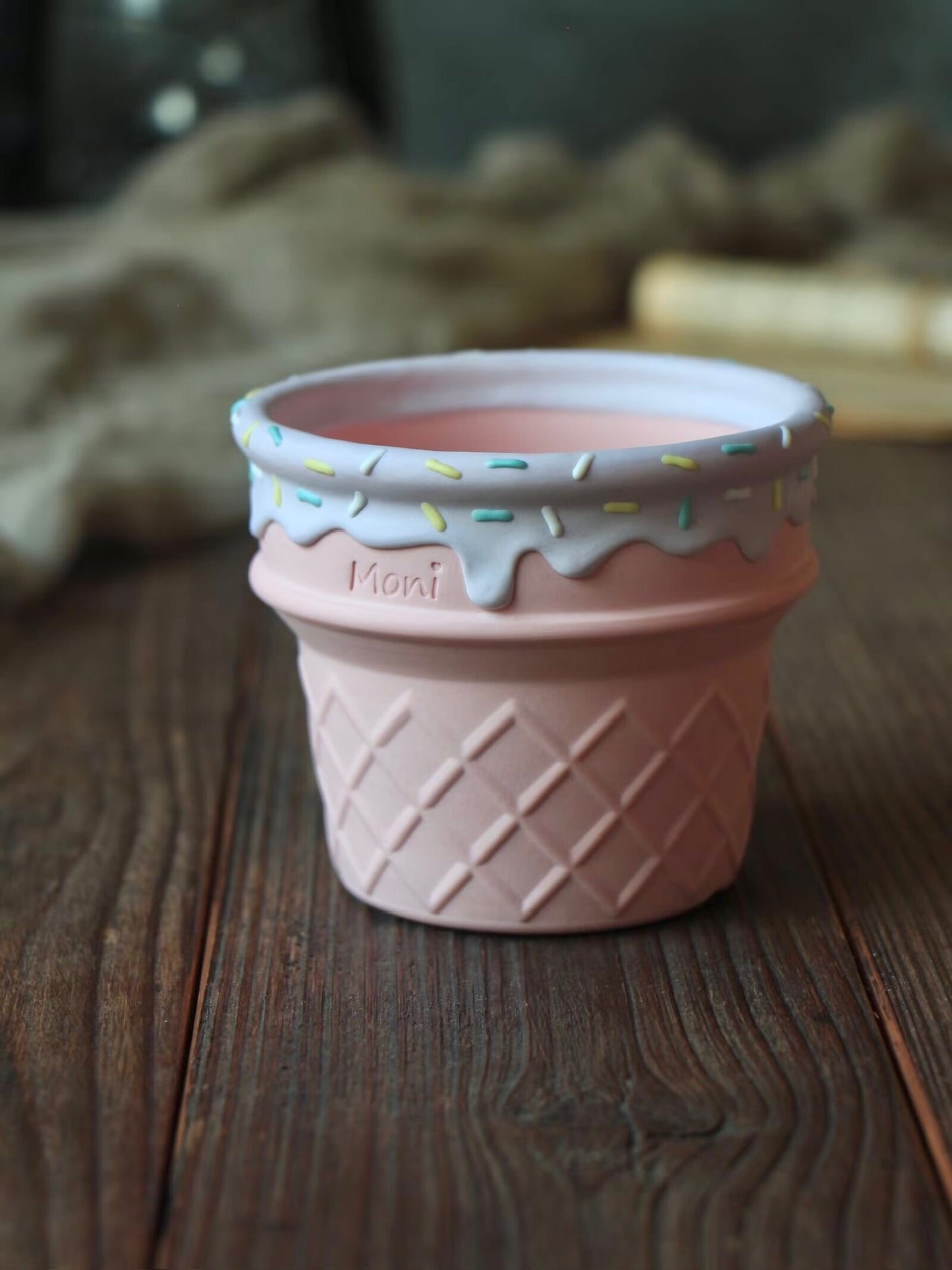 Handmade Ice Cream Cone with Sprinkles succulent planter