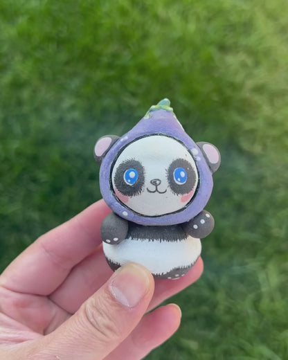 Panda Figurines - Eggplant