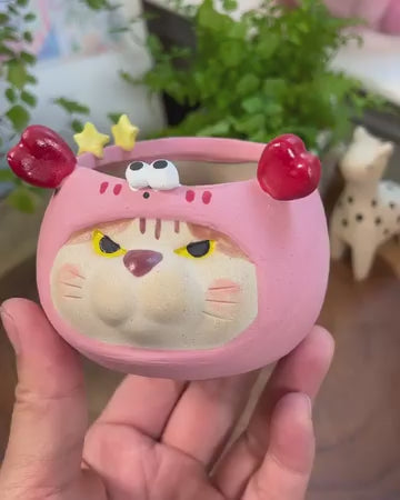 Pink Cancers in Disguise- Cat Series Planter