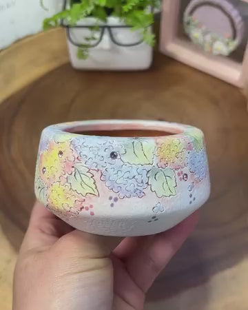 Dreamy Pastel Hydrangea Hand-Painted A Planter