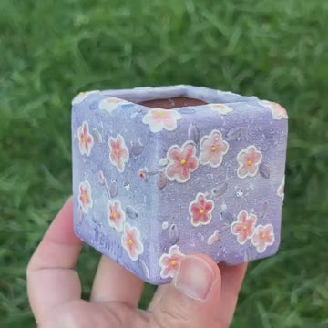 Fenny Purple Flower Cube Planter