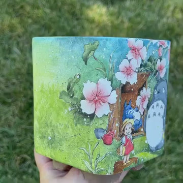 Hand-Painted Totoro’s Sakura Haven Planter