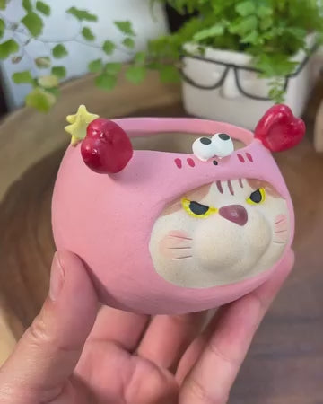 Pink Cancers in Disguise- Cat Series Planter