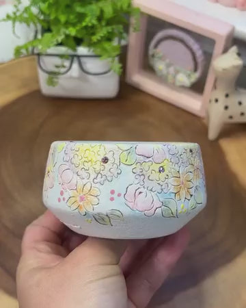 Lavender Daisy Hand-Painted C Planter